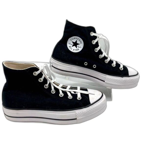 Converse Chuck Taylor All Star Black Lift Platform Sneakers - Size 8.5 - Picture 1 of 5